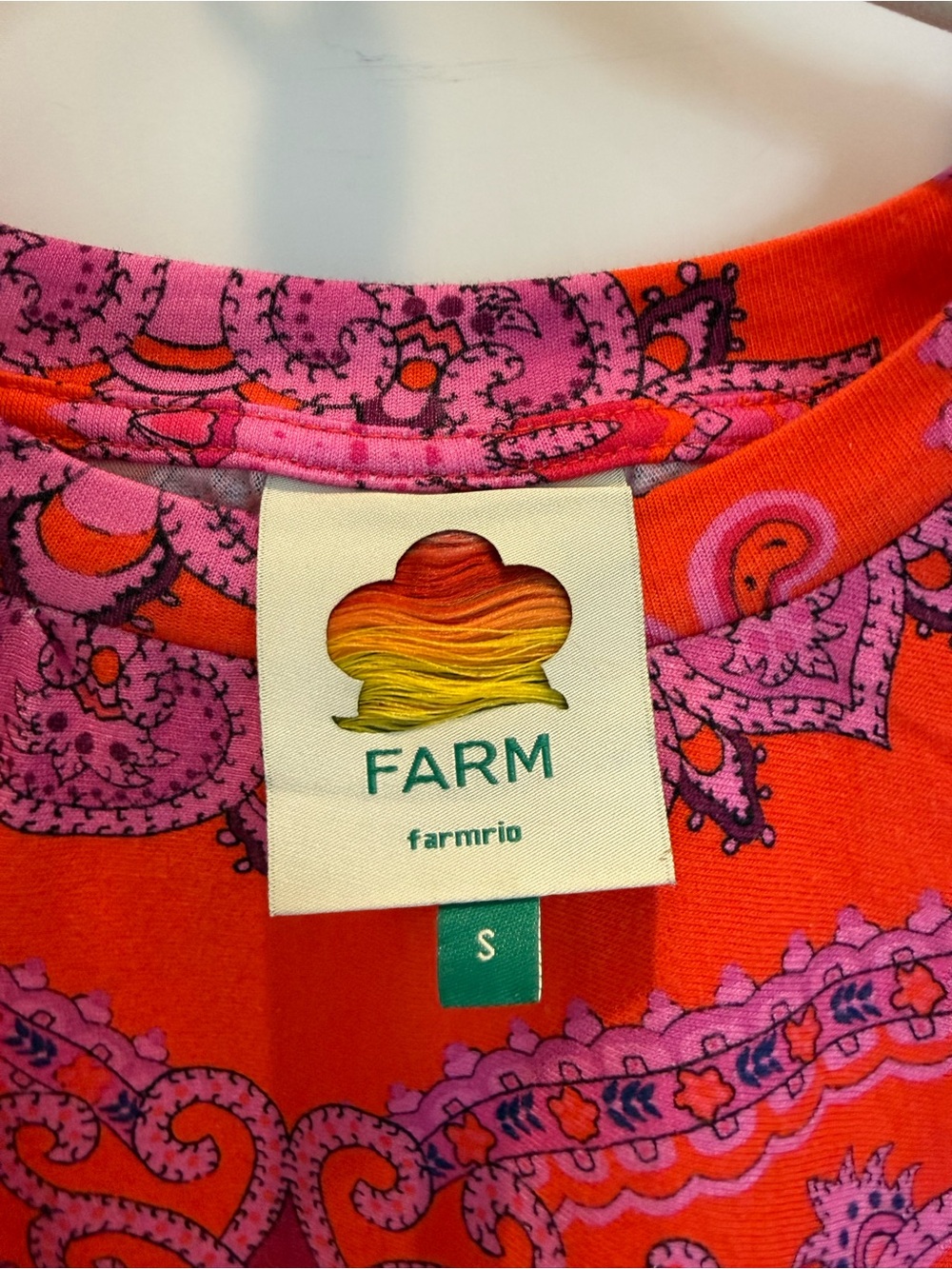 FARM Rio Red Paisley Scarf Shoulder Pad Blouse - Picture 2 of 4